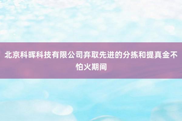 北京科晖科技有限公司弃取先进的分拣和提真金不怕火期间
